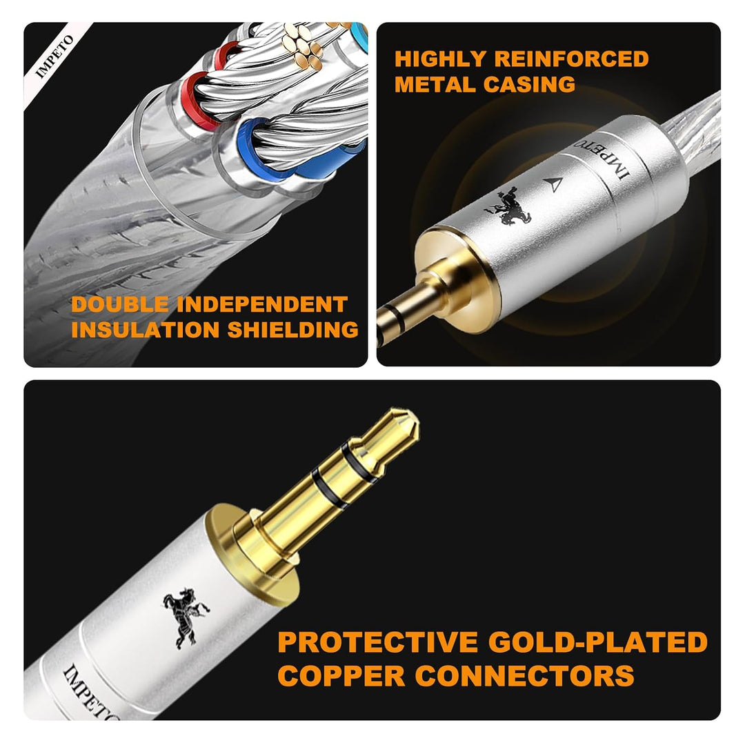Impeto audiophile Aux Kabel, Klinkenkabel 3,5mm Audio Kabel S-OCC Klinke auf Klinke Kabel für Kopfhö