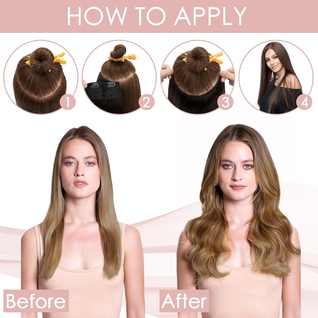 Silk-co Clip in Extensions Echthaar 1 Tressen 5 Clips 50g, Hair Extensions, Remy Echthaar Clip ins H