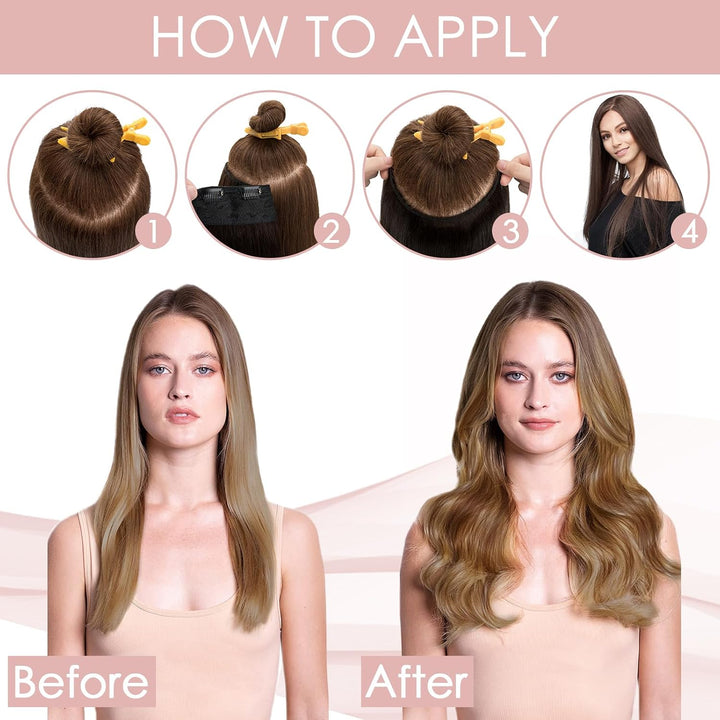 Silk-co Clip in Extensions Echthaar 1 Tressen 5 Clips 50g, Hair Extensions, Remy Echthaar Clip ins H