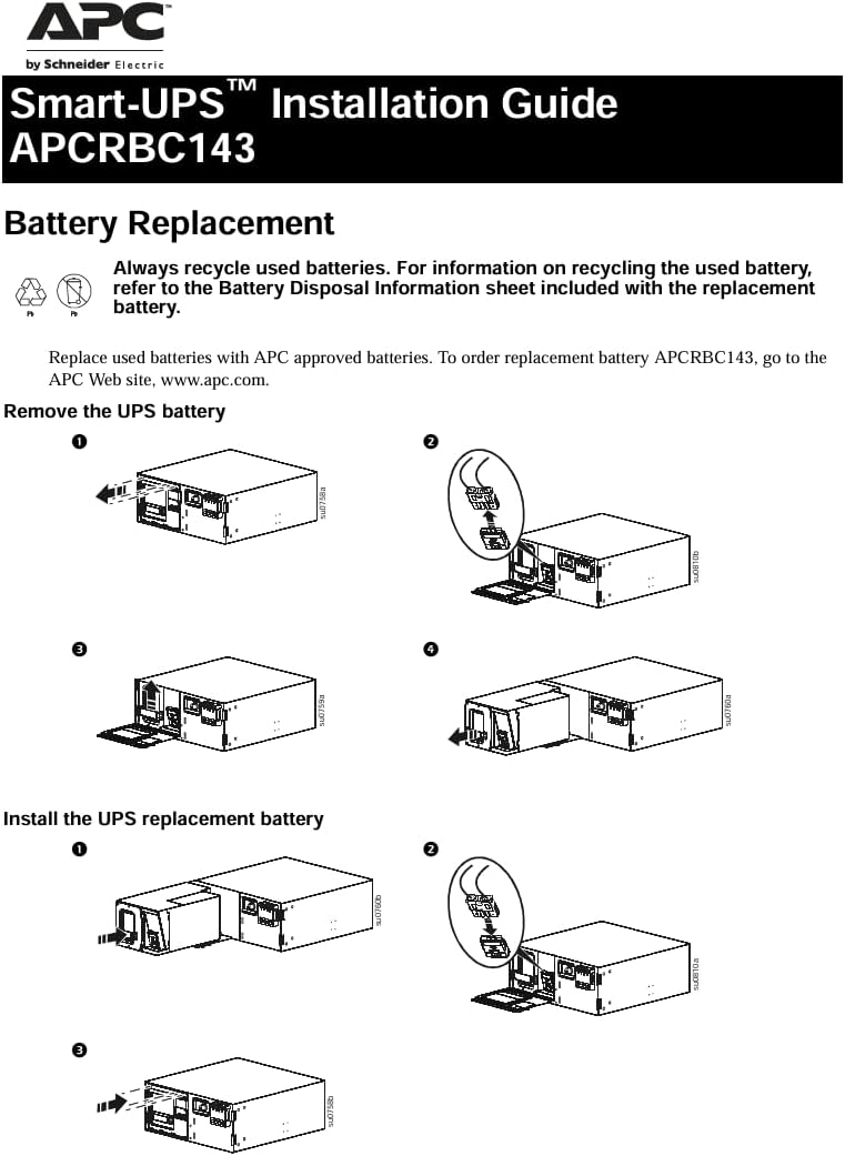 APC Replacement Battery Cartridge No 143