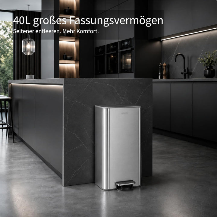 EverGrove Recycling Edelstahl-Mülleimer mit Fusspedal Silber, Silber