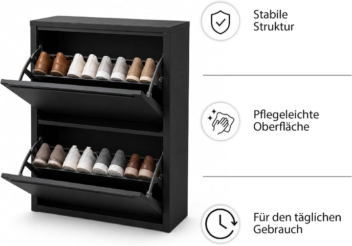 Schuhschrank Schmal, Metall Schuhkipper mit Magnet-Klappen, Freistehend oder Wandmontage, für Flur,