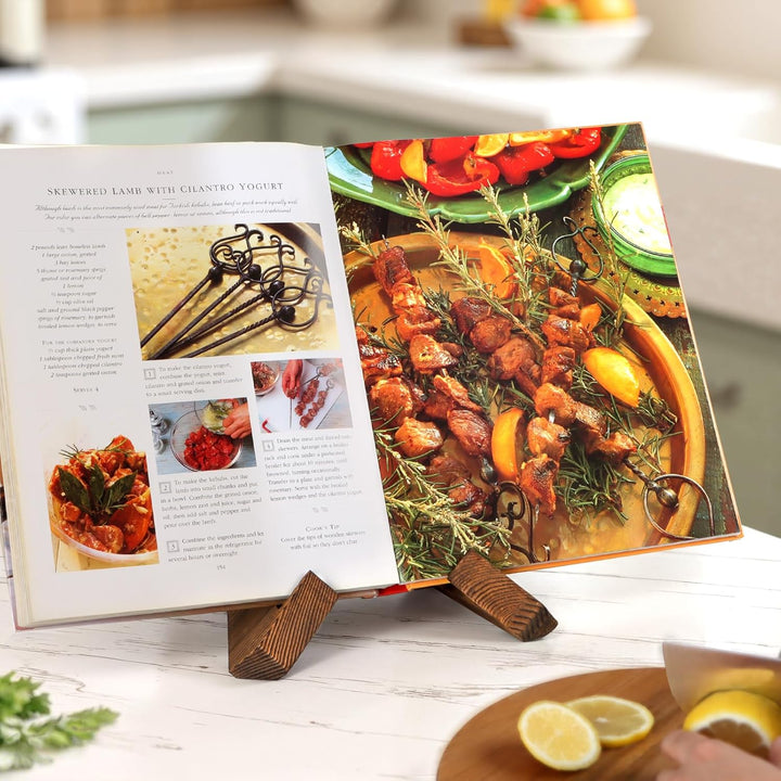 PUERSI Kochbuchhalter, Buchständer aus Holz, Buchhalter, Rezepthalter für Küche, Buchaufsteller, Buc
