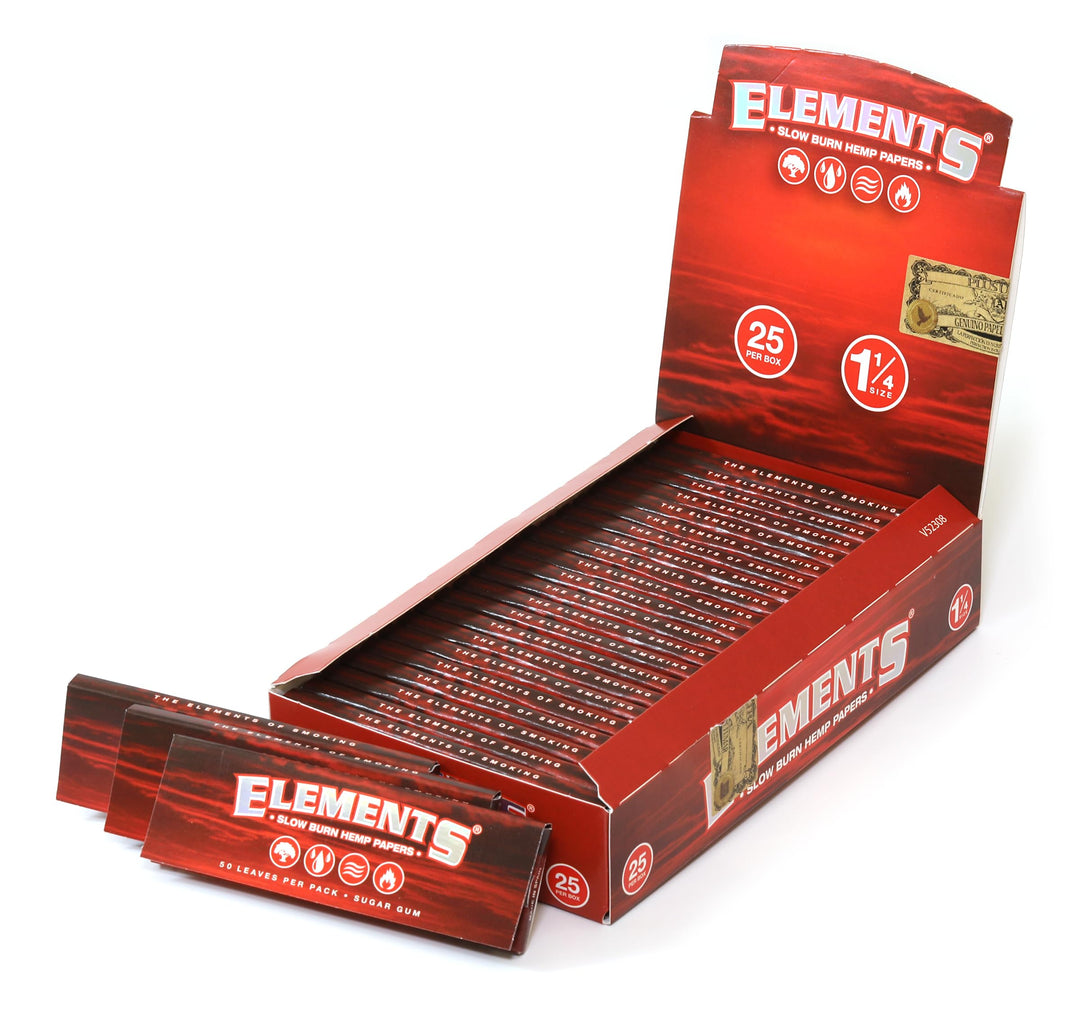 Elements Red 1 1/4 Medium Size Hanf Papers 1 Box (25 Heftchen)