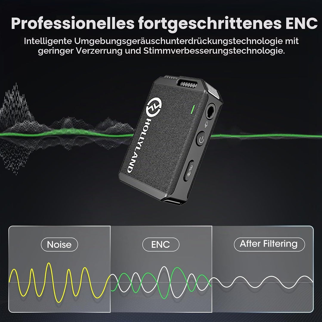 Hollyland Lark MAX Lavalier Mikrofon Wireless mit 2 Externe Mikrofone, 48kHz/24 bit Audioqualität EN