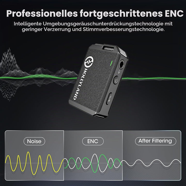 Hollyland Lark MAX Lavalier Mikrofon Wireless mit 2 Externe Mikrofone, 48kHz/24 bit Audioqualität EN