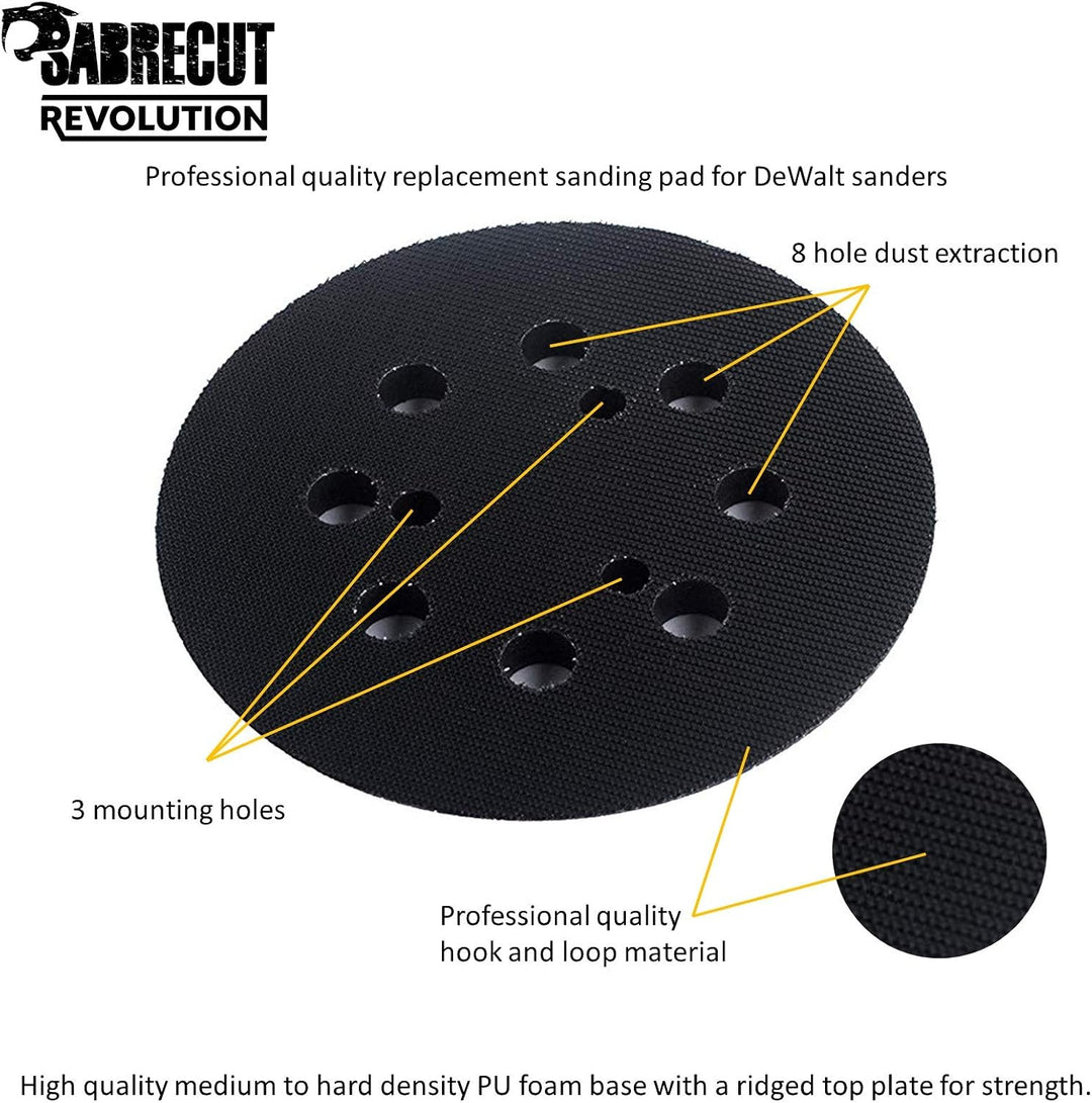 1 x SabreCut OSSCPD421MH 125mm mittelharter Exzenterschleifer mit 8 Löchern Klett-Stützteller kompat