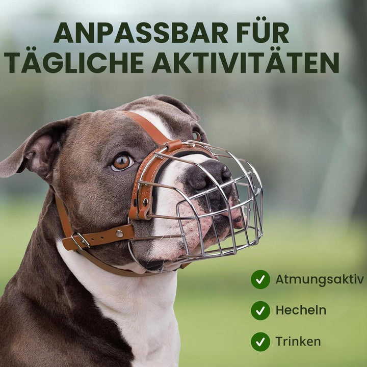 BRONZEDOG Pitbull Maulkorb für Hunde, atmungsaktiv, Metallkorb für grosse Hunde, Amstaff Staffordshi