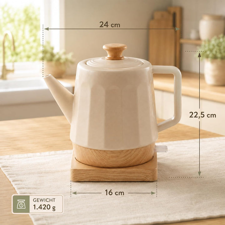 Harmonie Keramik Wasserkocher 1,2 L, Design White Oak