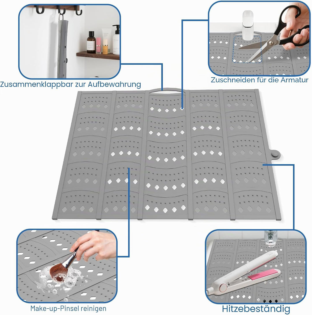 Mofason Badezimmer-Waschbecken-Abdeckung, platzsparend, Silikon, Make-up-Organizer-Matte für über de