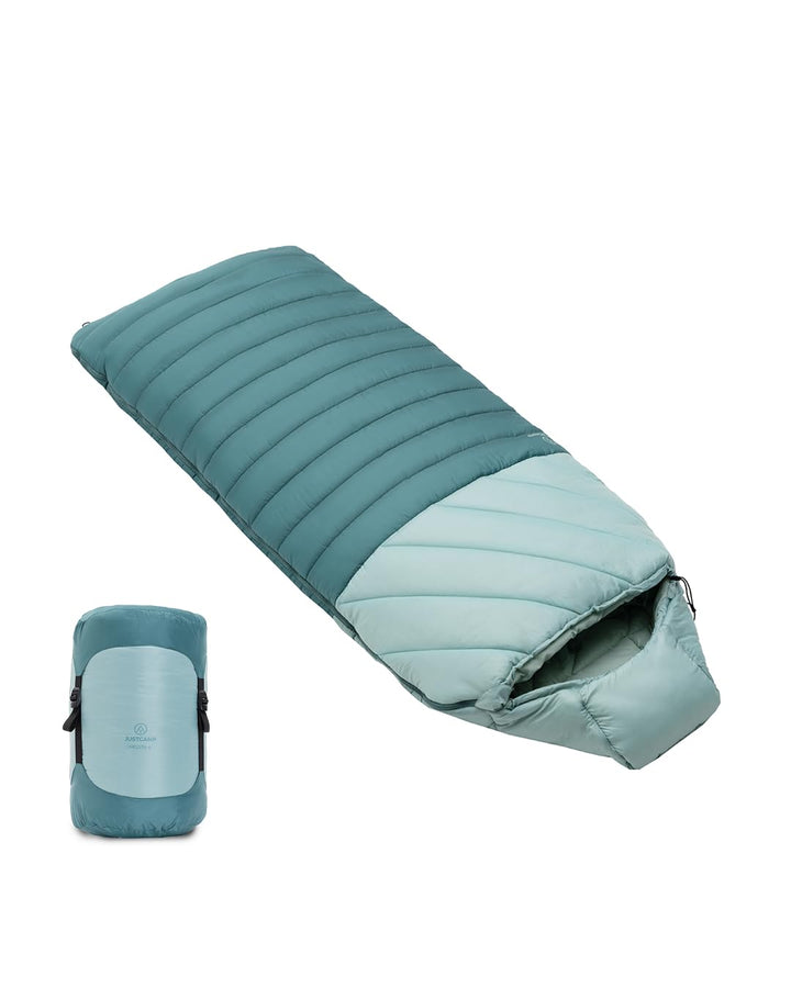Justcamp Melvin Sommer Schlafsack Outdoor - 3 Jahreszeiten (4-25 °C) - breiter Deckenschlafsack (80