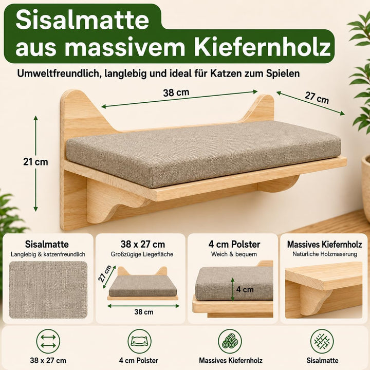 Kletterwand Katzen, Grosses Katzenregal zur Wandmontage 15*11 Inch, 15*11 Inch