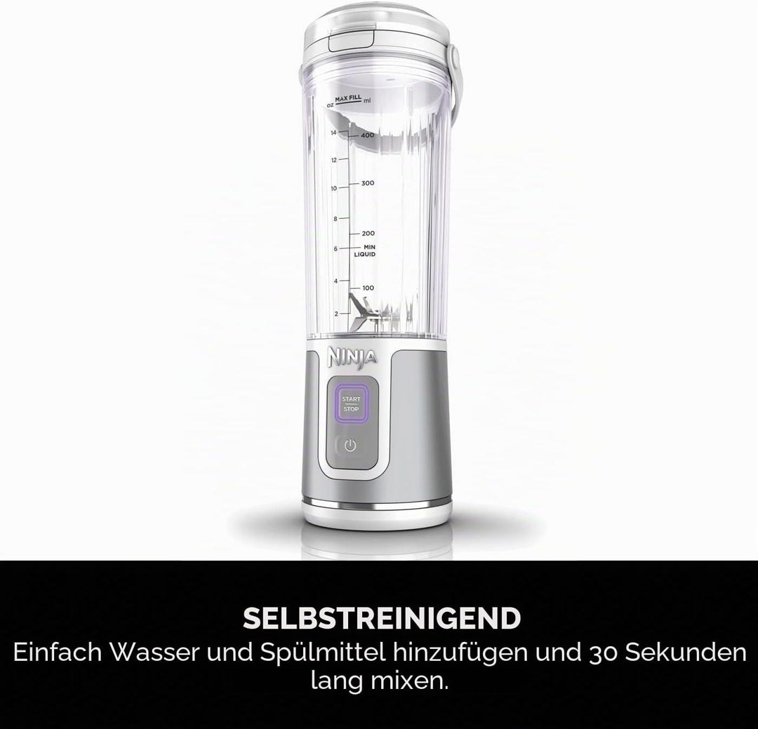 Ninja Blast BC151UKWH Tragbarer Mixer, 530 ml, auslaufsicherer Deckel und Trinkauslauf, leistungssta
