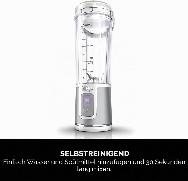 Ninja Blast BC151UKWH Tragbarer Mixer, 530 ml, auslaufsicherer Deckel und Trinkauslauf, leistungssta