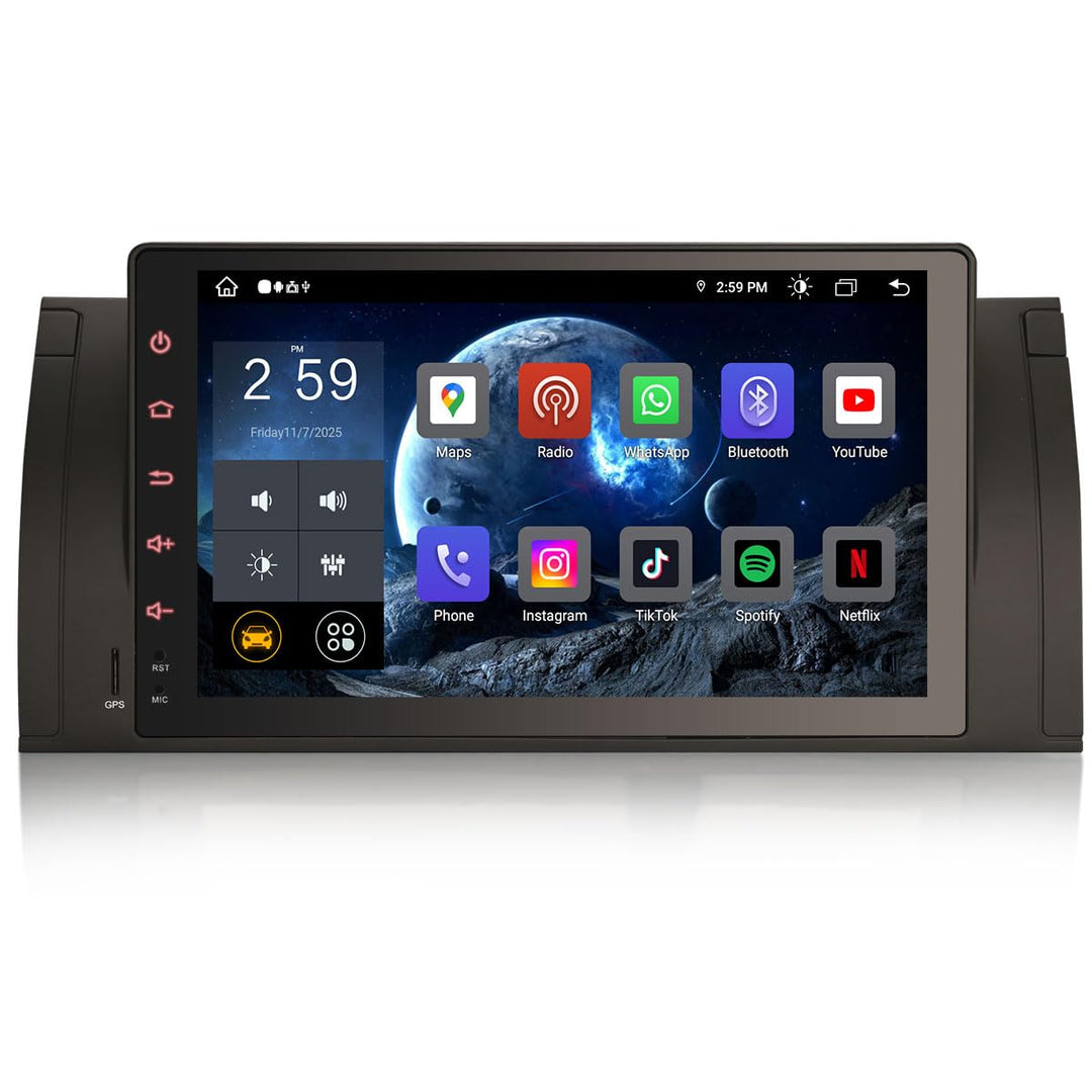 Erisin 9 Zoll Android 11.0 Autoradio mit Navi GPS Für BMW 5er E39 X5 E53 M5 Integriertes Wireless Ca