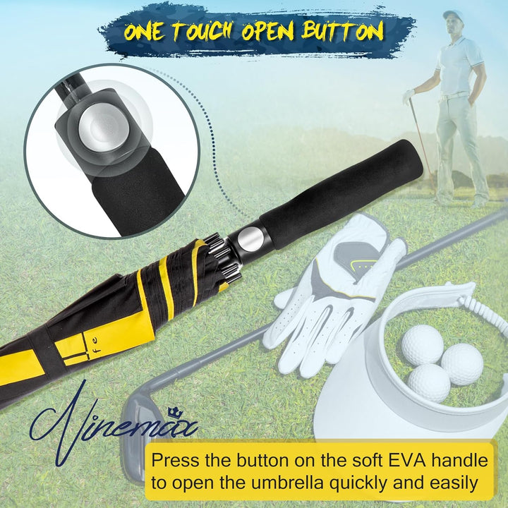 NINEMAX Golfschirm Gross 62/68 Inch Golf Regenschirm Sturmfest Automatik Öffnen Golf Regenschirm Dop