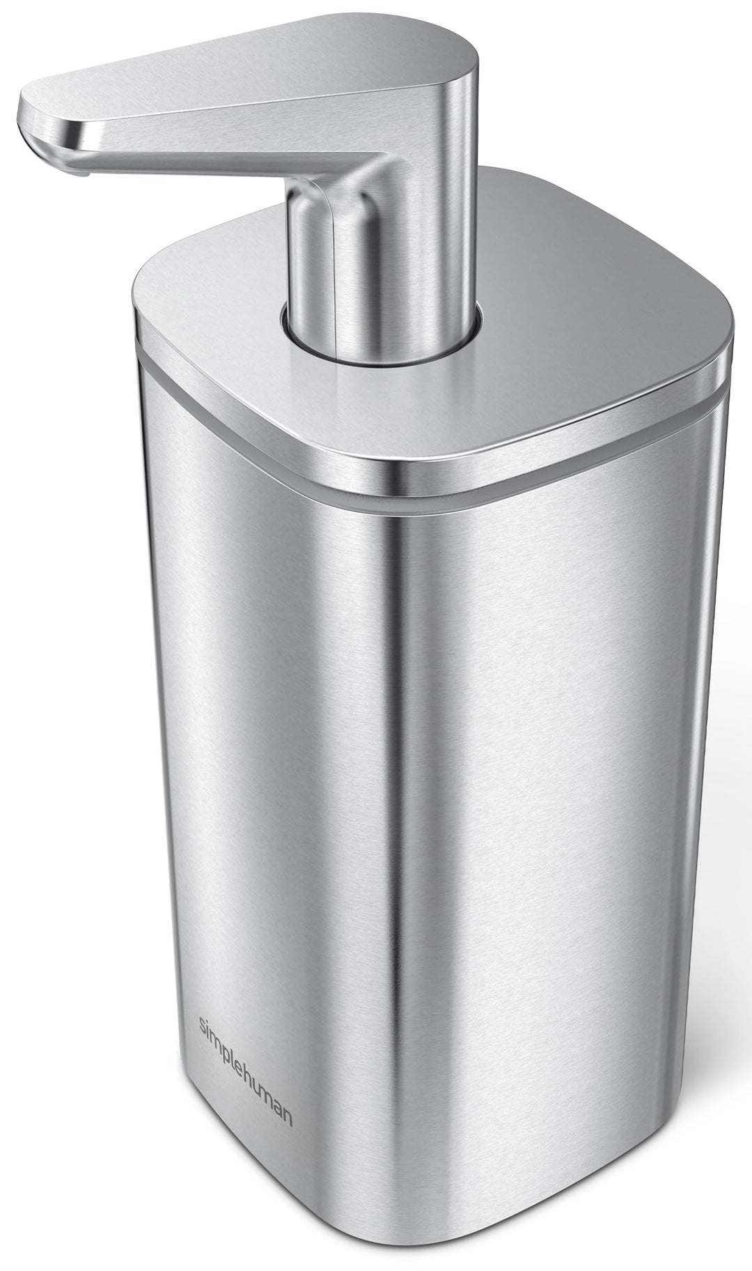 Simplehuman Puls-Seifenspender aus Gebürstetem Edelstahl in der Farbe Silber 295ml, Masse: 18cm x 9,