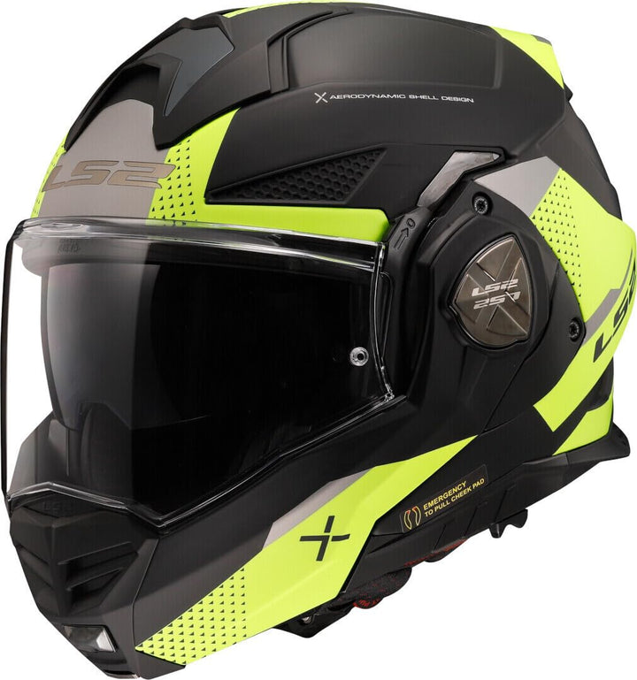 LS2, klapphelme motorrad ADVANT X Oblivion mat black H-V yellow, L L mat black H-V yellow, L mat bla
