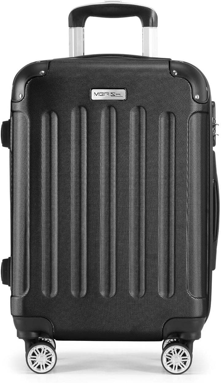 MERISH Reisekoffer Koffer Kofferset Trolleys Zwillingsrollen 3tlg. Hartschale in 9 Farben (Black, M)