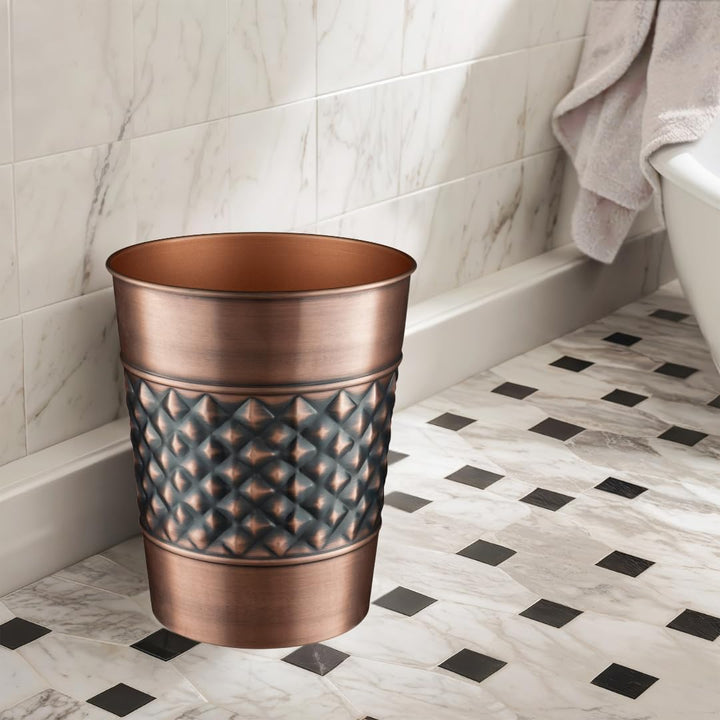 Monarch Abode Metall-Abfalleimer, handgefertigt, geometrisch, Badezimmer-Dekor, Kupfer-Finish Antike
