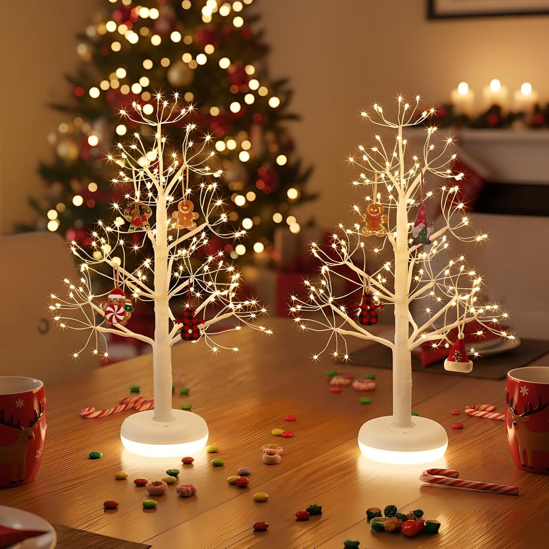 2er Pack Weihnachtsbaum mit Leuchtendem Sockel Wiederaufladbar Weihnachtsdeko mit Dimmfunktion Licht