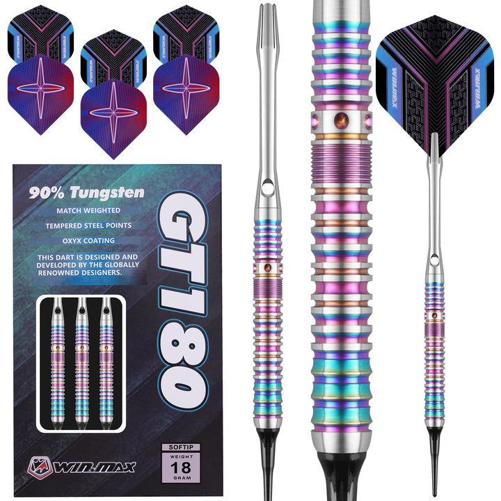 WIN.MAX Dartpfeile mit Metallspitze 90% Tungsten 3 Stück 90% Wolfram Stahl Darts 16-28 Gramm Dart pr