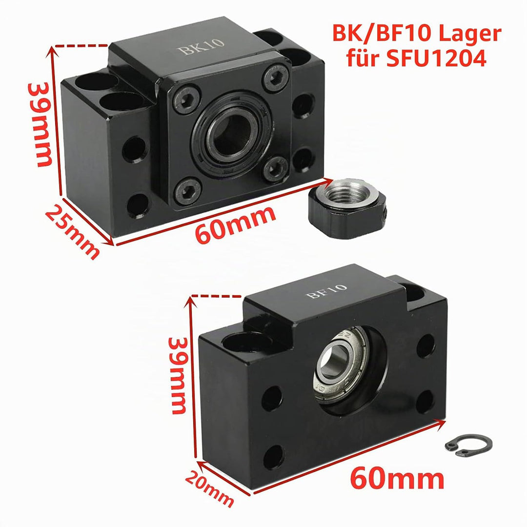 CNCMANS 1 Set BK10 / BF10 Karbonstahl Kugellager Schraube Block Halterung für RM/SFU 1204 Kugelumlau