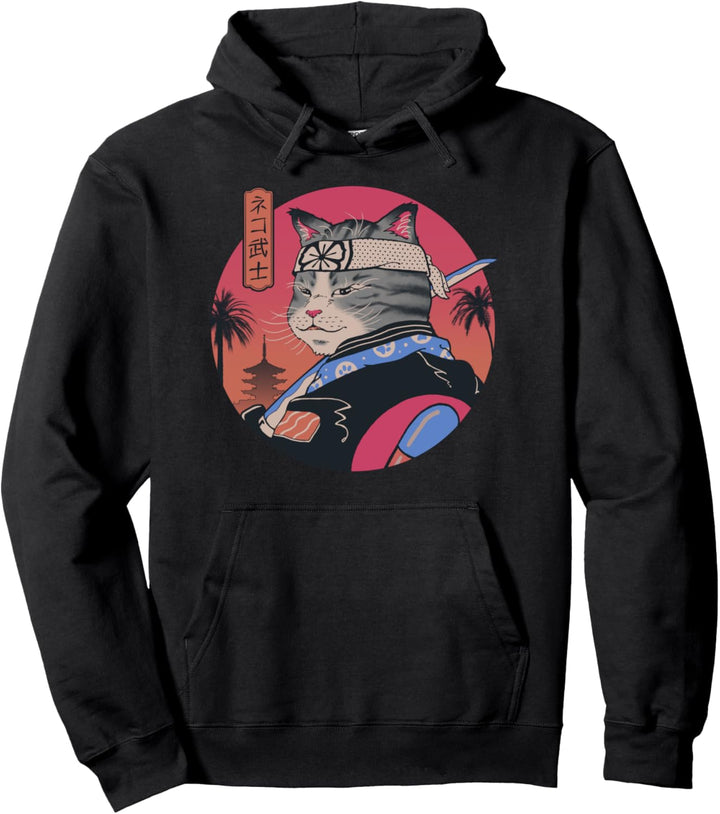 Samurai Cat Pullover Hoodie