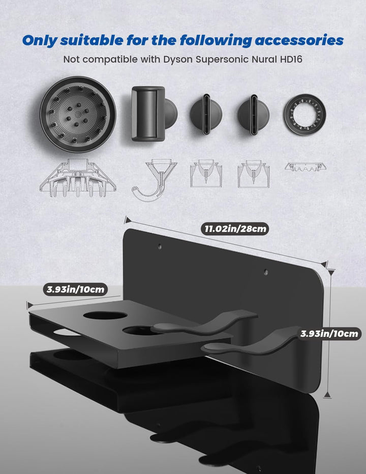 Fönhalter Ohne Bohren, Föhnhalter Wand Ohne Bohren,Föhn Halterung Kompatibel mit Dyson Supersonic Wa
