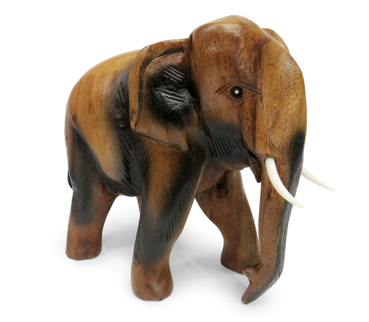 Purity - Elefantenstatue aus geschnitztem Holz für Ornament, dichtes Holz, braun, 22 cm Large 22cm,