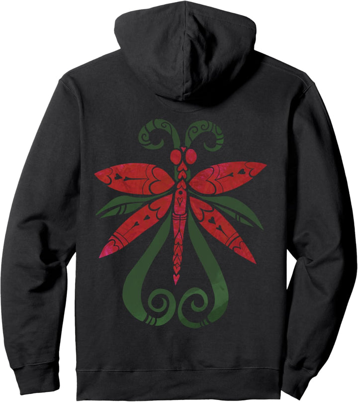 Red Dragonfly Lovers Pullover Hoodie