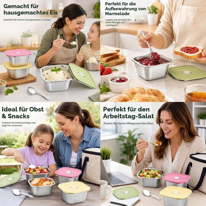 3er-Set Eisbehälter Für Speiseeis, Gefrierdosen 400ml Mit Eislöffel Portionierer, Lebensmittelechter