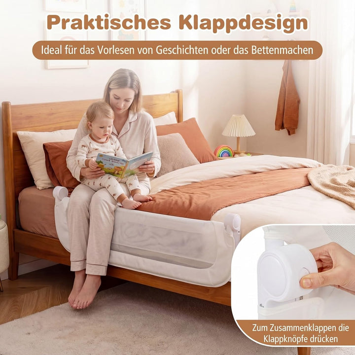 COSTWAY Bettgitter klappbar, 120 x 60 cm Bettschutzgitter mit abnehmbarem Oxford-Bezug, U-förmigem G