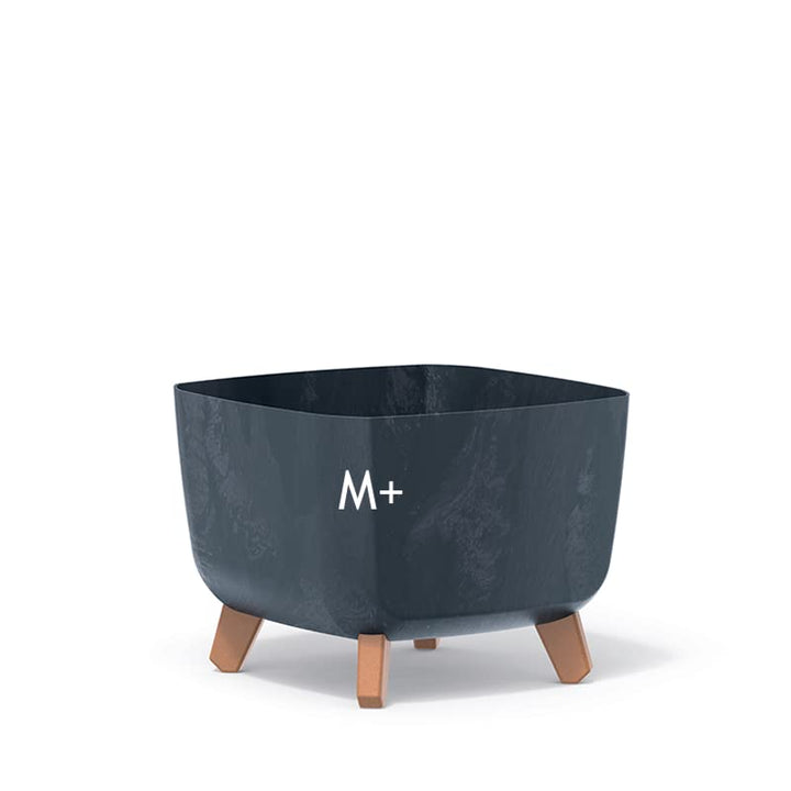 MELTOM Blumentopf Beton Optik Schale mit Füssen Einsatz Blumenschale Übertopf, 29 x 29 x 22 cm (Anth