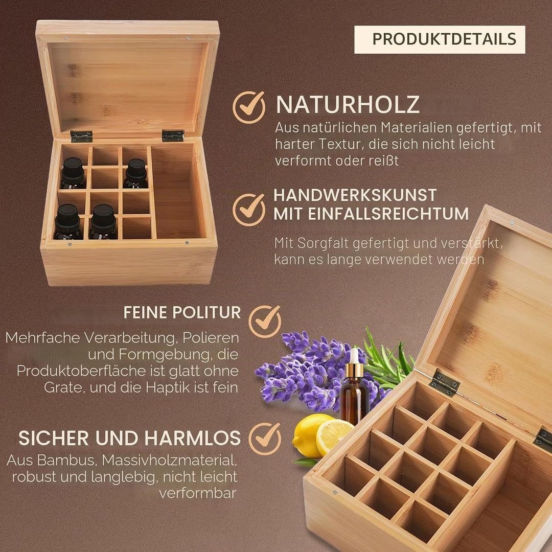RoseFlower Bambus Ätherisches Öl Organisator Behälter Duftöle Display Ständer, 13 Löcher Aufbewahrun