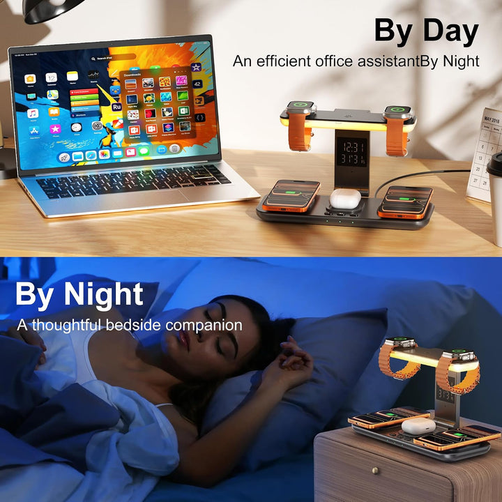 7‑in‑1 Multi Ladestation für Apple Watch Ladestation Mehrere Geräte Apple Mattschwarz, Mattschwarz