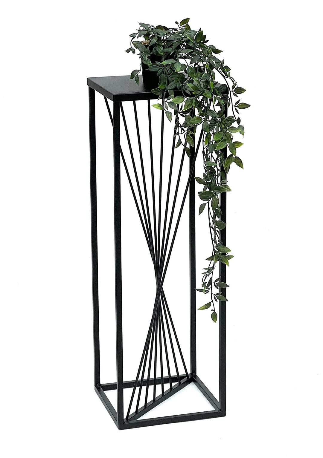DanDiBo Blumenhocker Metall Schwarz Eckig 70-100 cm Blumenständer Beistelltisch Blumensäule Design M