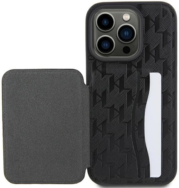 Karl Lagerfeld KLHCP15LSAKCNSCK Hülle für iPhone 15 Pro 6.1" Schwarz hardcase Saffiano Cardslots and