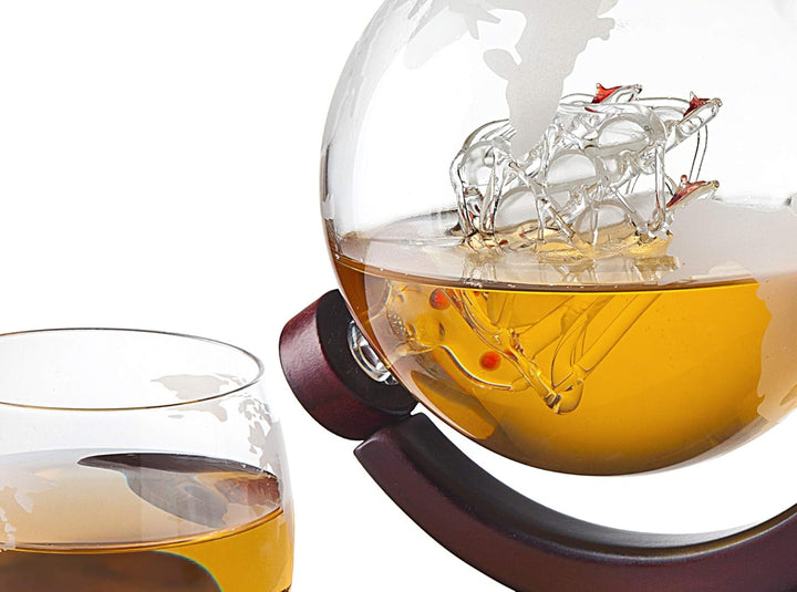 Whiskey Decanter Globe - for Liquor, Scotch, Bourbon, Vodka or Wine - 850ml Single, Single