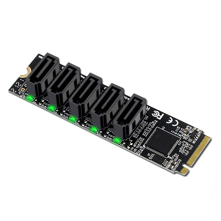 ChenYang 5 Ports M.2 auf SATA Adapter, M Key NVME 1 auf 5 SATA 3.0 Port Erweiterungskarte mit JMB585