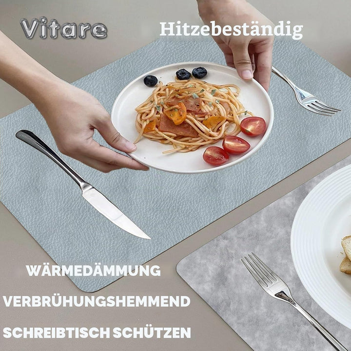 Vitare Platzsets Abwaschbar,Tischsets Abwaschbar 6er Set,Zweifarbig Tischset Kunstleder,Platzdeckche