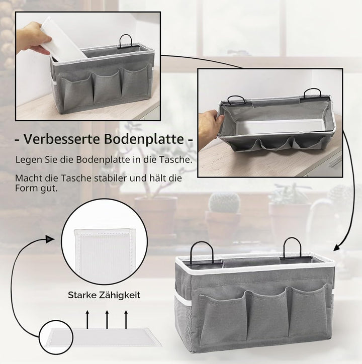 Grosse Wand-Organizer-Tasche mit 3 Taschen, Leinenstoff, Aufbewahrungskörbe mit Taschen, wasserdicht