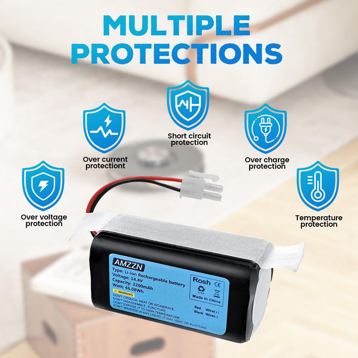 11.4V 3200mAh Ersatzakku für ILIFE A4S, kompatibel mit ILIFE A4, A4s, A4s Pro, A6, A7, A9, A10, V7,