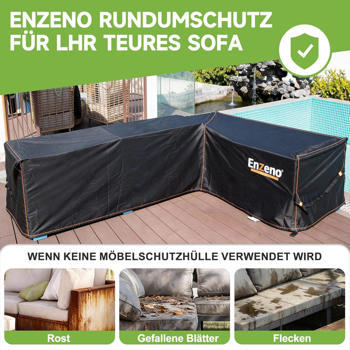 Enzeno Garten Gartenmöbel Abdeckung L-Form, Schutzhülle für Gartenmöbel, wasserdicht Winddicht, Abde
