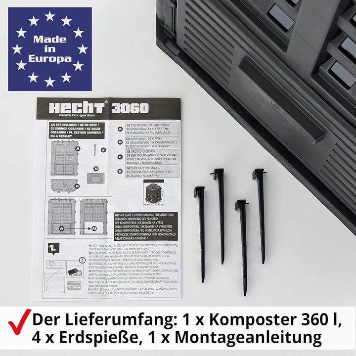 HECHT Thermokomposter aus Kunststoff – Schnellkomposter mit praktisches Stecksystem – Robuster &amp; hoc