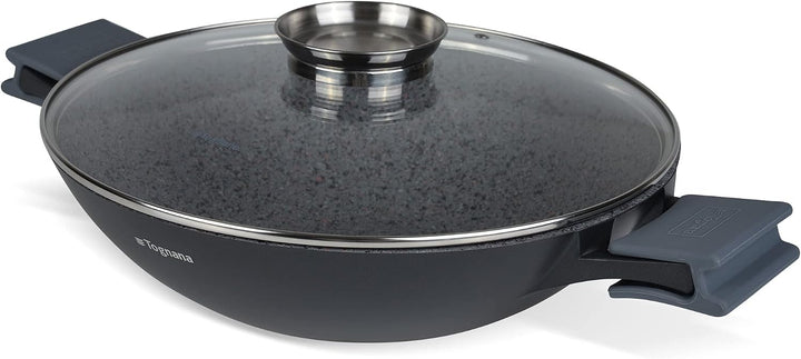 Wok -Topf mit Griff und Deckel AMBIZIOSA D32, schwarz Wok 32cm mit Deckel, Wok 32cm mit Deckel
