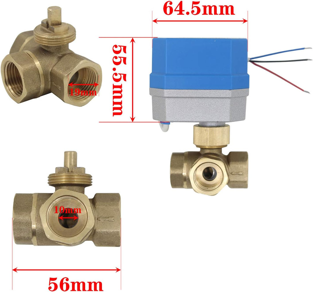 2 Modi - 3 wege motorkugelhahn 12v zonenventil 3 wege kugelventil elektrisch - zwei wege motorventil