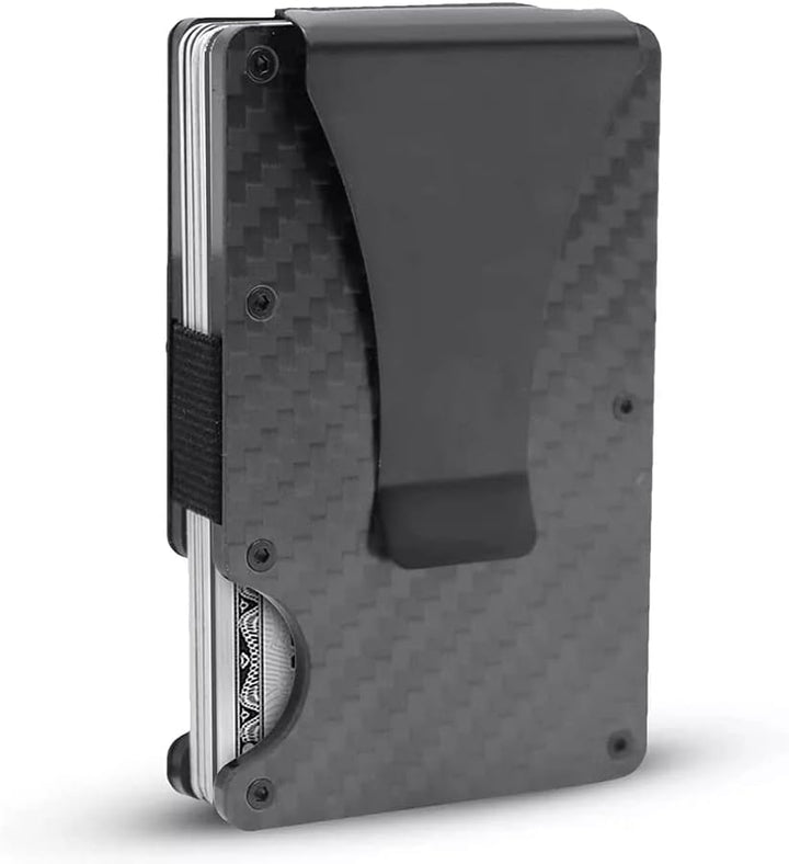 FLG | Carbon Fiber Card Holder Wallet Kartenetui mit Geldklammer, Kartenetui aus echtem Carbon mit R