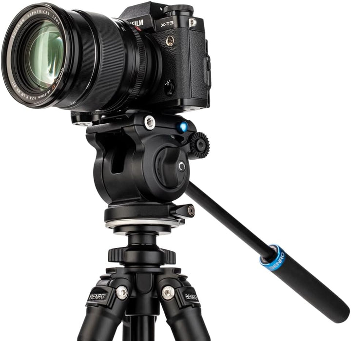 Benro S2 PRO Flat Base Fluid Video Head, 5.5 lb Max, 1/4"-20 Accessory Mounts, 3/8"-16 Head Mount, w