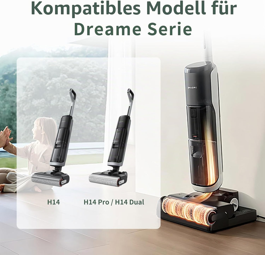 PeakLife 7 Stück Zubehör für Dreame H14 Pro, H14 Dual, H14, Nass und Trockensauger, 3 Bürstenrolle,